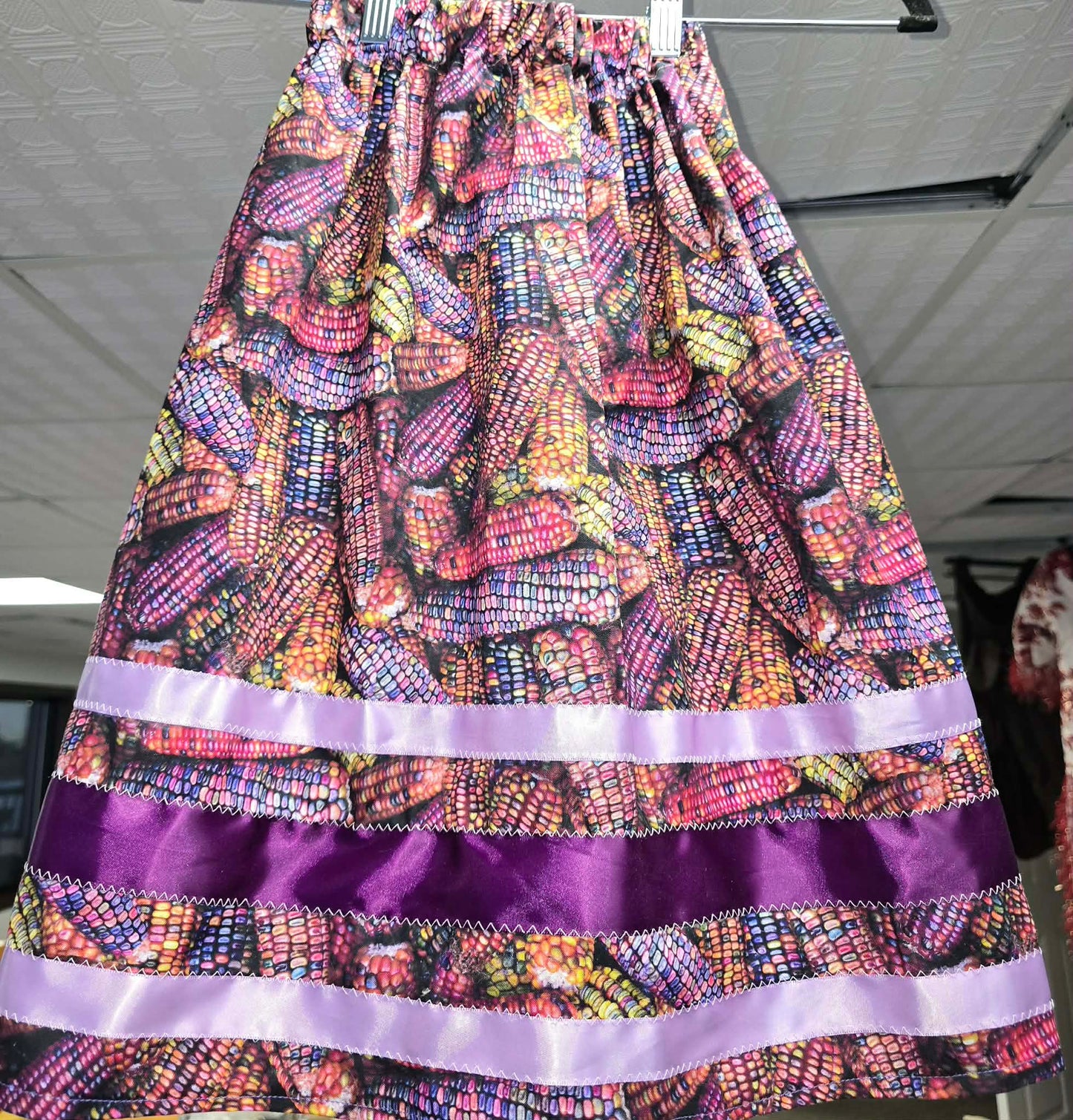 Girls Purple Corn Ribbon Skirt