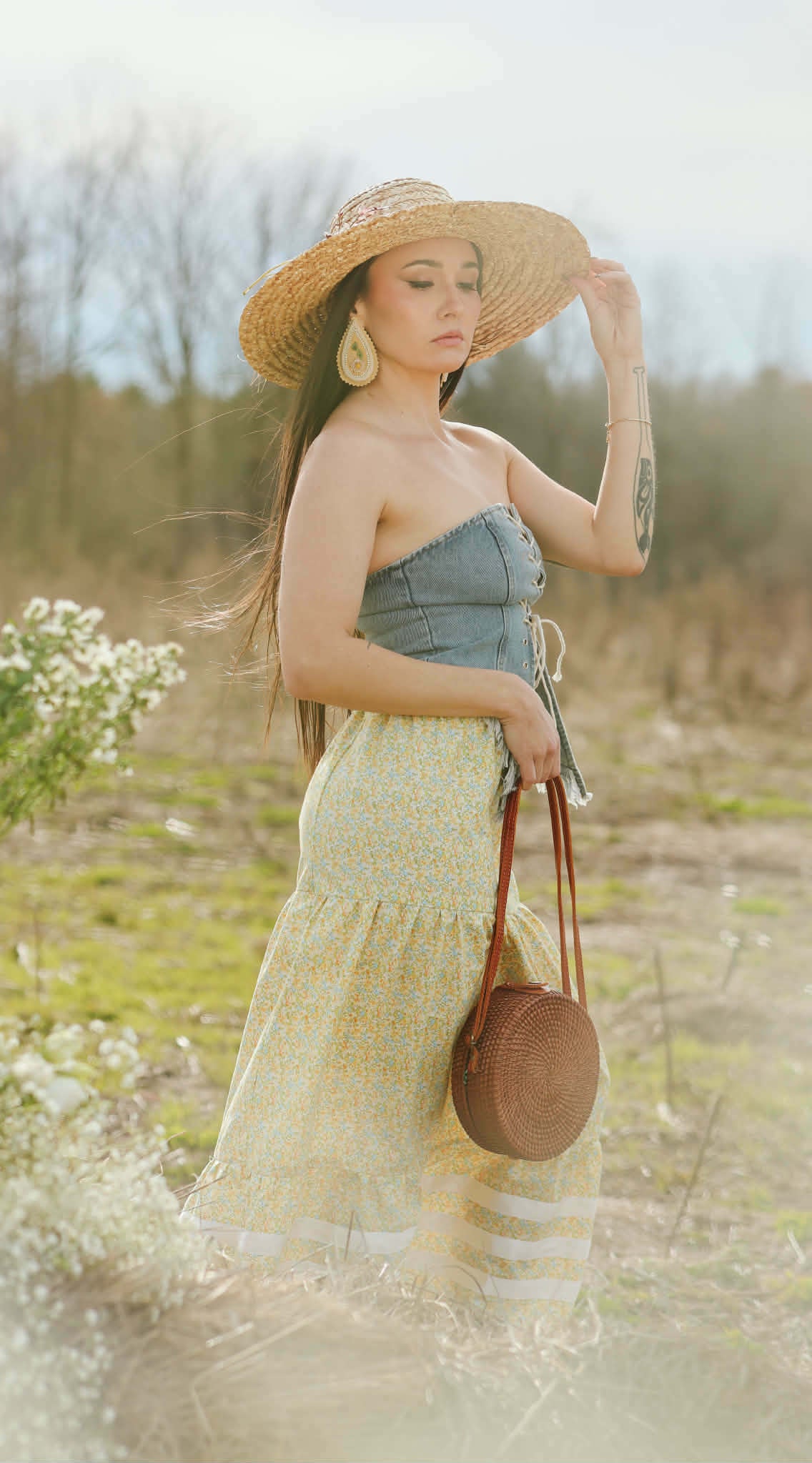 Yellow Maxi Ribbon Skirt