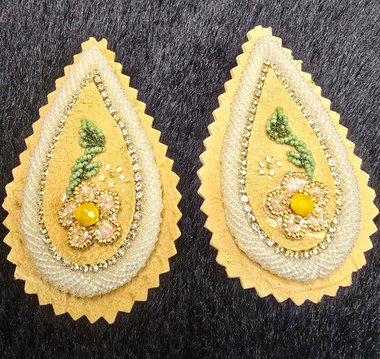 KFrancisBrand Yellow Raided Beadwork Earrings