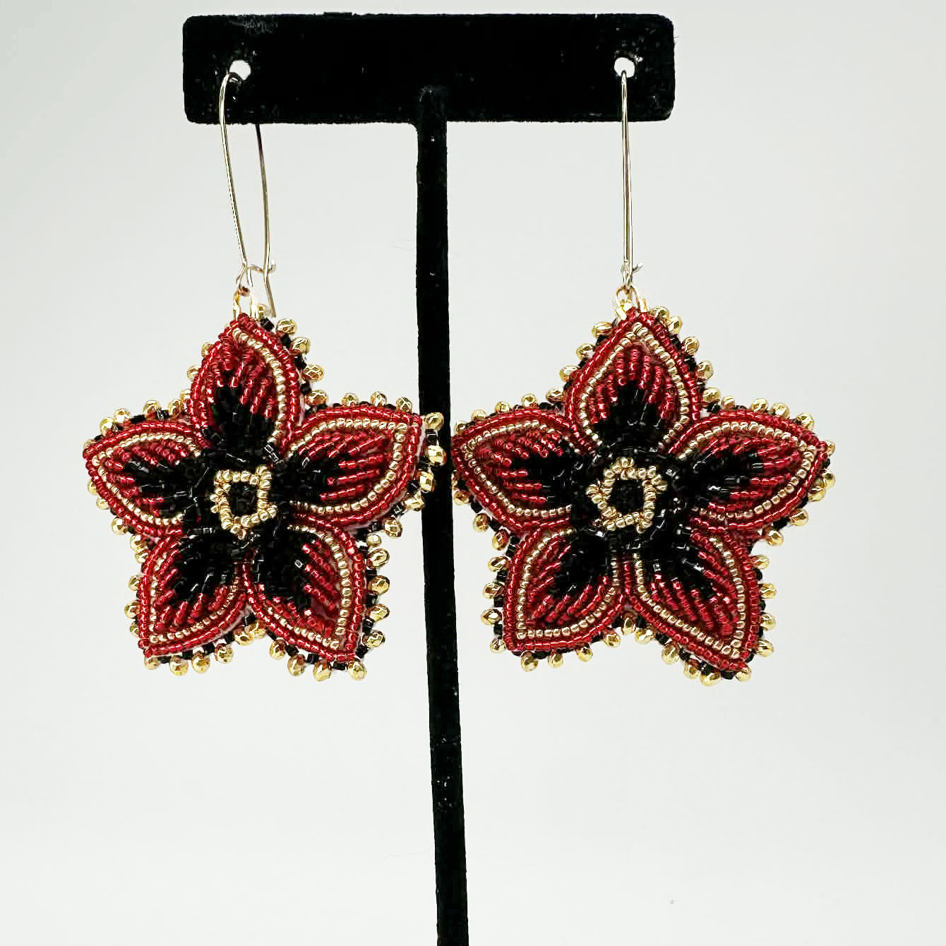 K.FRANCISBRAND Black & Red Beaded Earrings