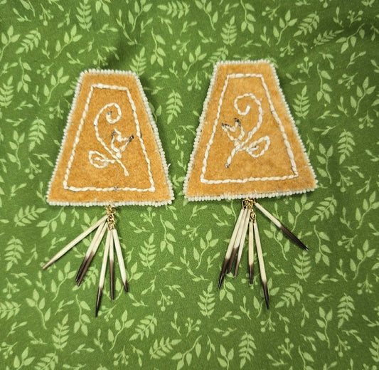 KFRANCISBRAND Quilled on Smoked Hide with Porcupine drops