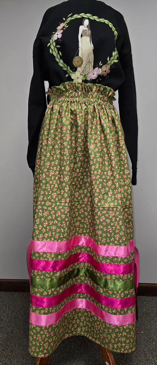 Womens Pink & Green Ribbon Skirt