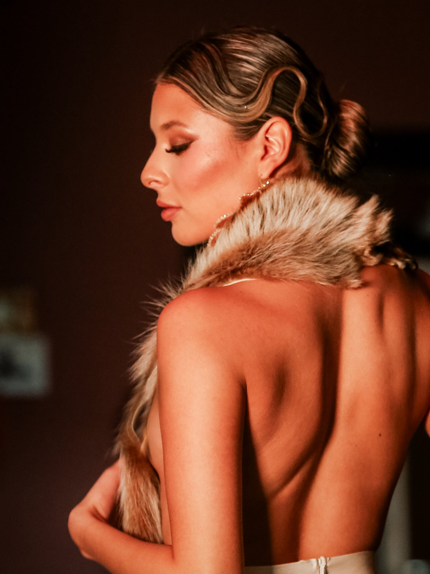 Charmeuse High Slit Cream Skirt