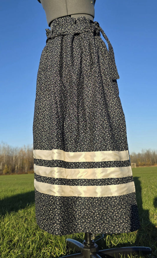 Dark Navy Blue Wrap Skirt with Pockets